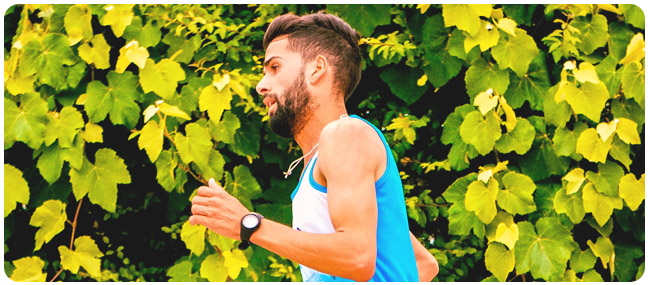 Man doing HIIT cardio during a hike