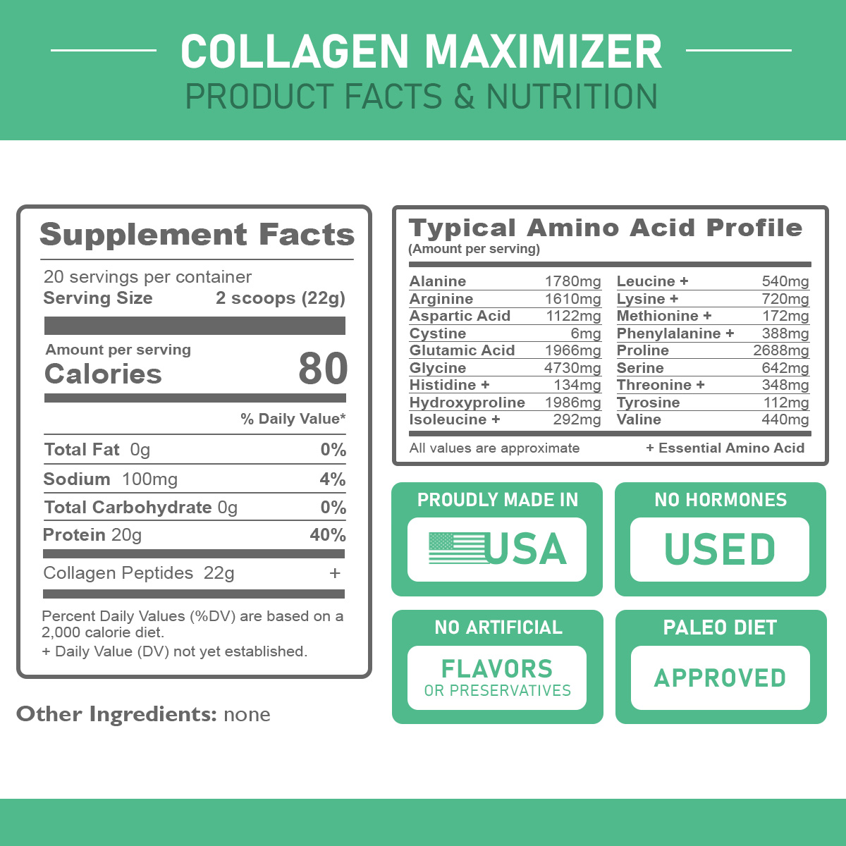 Collagen Maximizer Nutritional Information