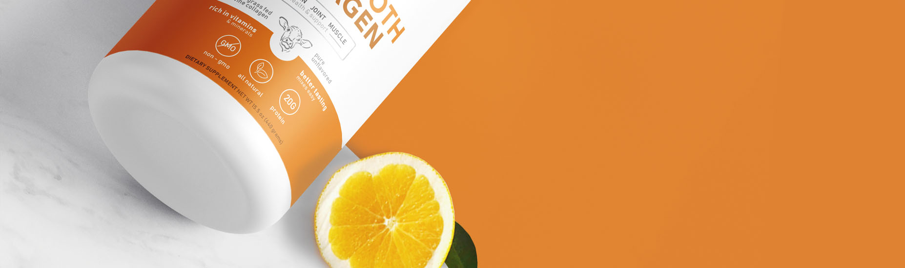 Bone Broth Collagen on Orange Background