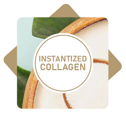 Instantized Collagen Icon with Bowl of Collagen in Background