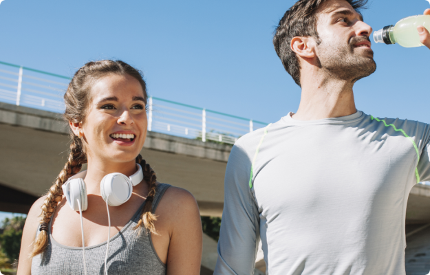 fit young couple drinking the best collagen for them